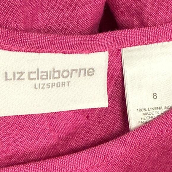 Liz Claiborne Sport 100% Linen Pink Sleeveless Maxi Dress Fringe Trim NWT sz 8 - Picture 16 of 16